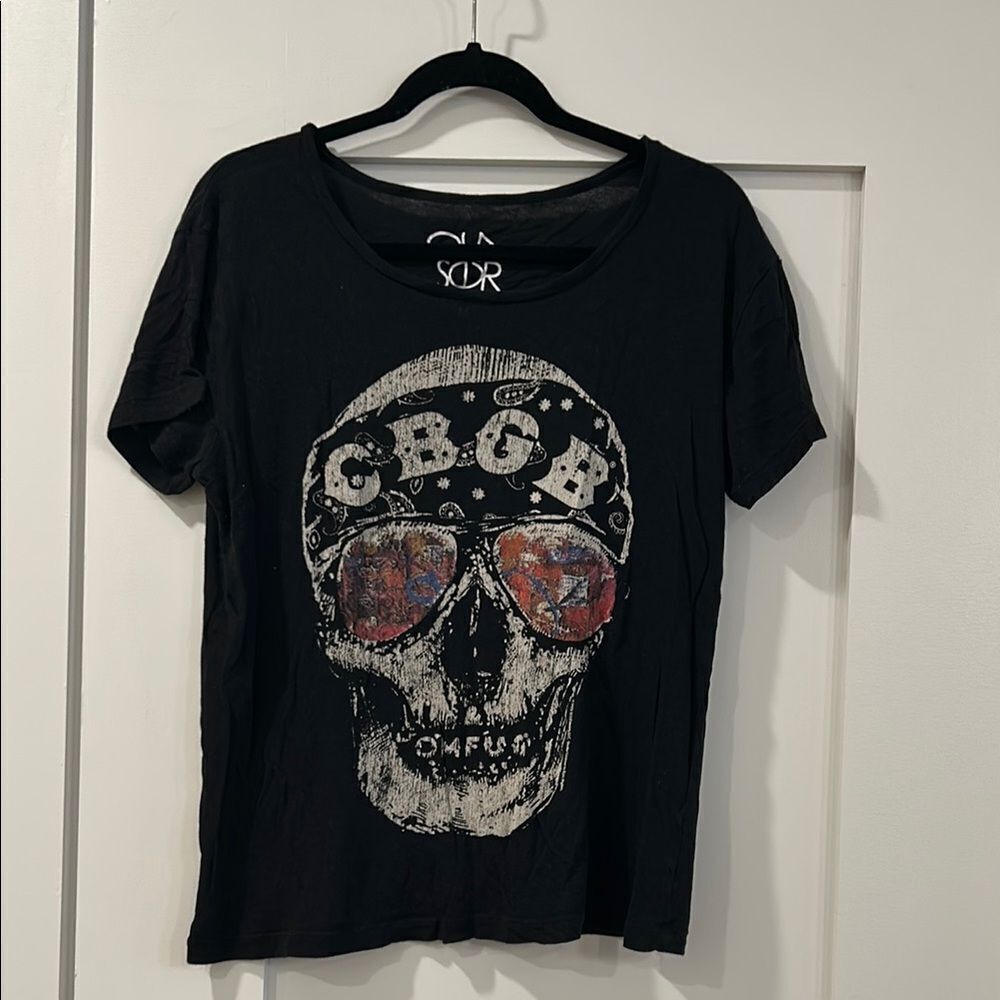 Chaser Black CBGB Skull Graphic T-Shirt, Size Medium